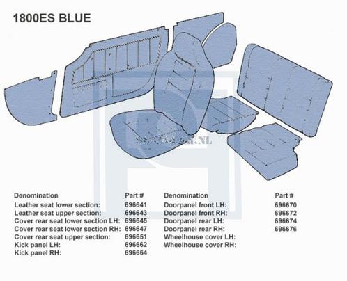 Bekleding P1800ES achterbank rechter deel blauw Volvo onderd, Auto-onderdelen, Interieur en Bekleding, Volvo, Nieuw, Ophalen of Verzenden