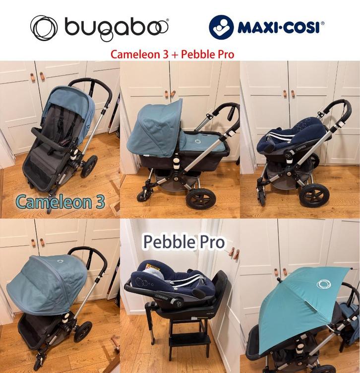 Bugaboo Cameleon 3 + Maxi Cosi Pebble Pro + IsoFix-basis, Kinderen en Baby's, Kinderwagens en Combinaties, Zo goed als nieuw, Combiwagen