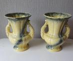 2 vintage Art Deco vazen met opvallende 2-kleurige glazuur, Antiek en Kunst, Ophalen of Verzenden