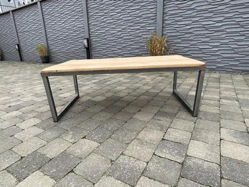 Salontafel eik / metaal, Huis en Inrichting, Tafels | Salontafels, Metaal, Ophalen
