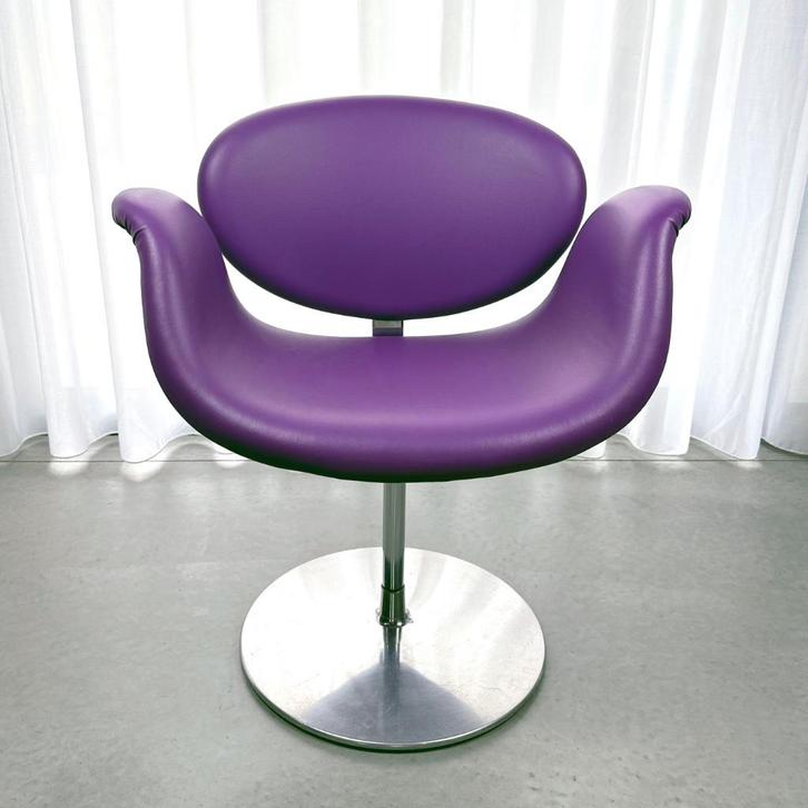 Stoel 'Little Tulip' van Pierre Paulin voor Artifort, Huis en Inrichting, Stoelen, Gebruikt, Eén, Leer, Metaal, Overige kleuren