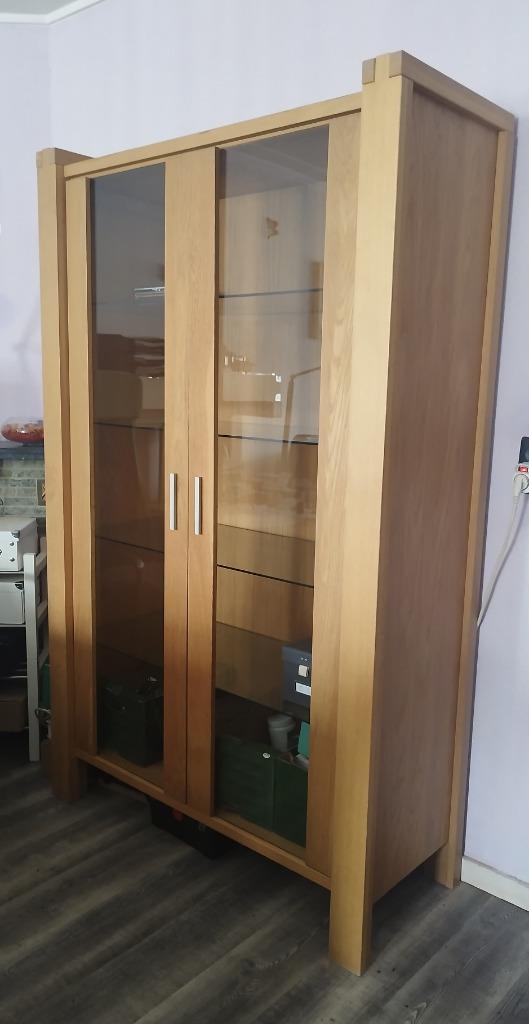 Vitrine en bois, 4 étagères en verre H.195, Maison & Meubles, Armoires | Vitrines, 150 à 200 cm, 100 à 150 cm, Avec porte(s), Avec tablette(s)