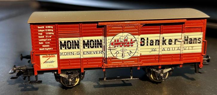 3308. „Moin Moin” H0 Märklin overdekte auto., Hobby en Vrije tijd, Modeltreinen | H0, Gebruikt, Wagon, Märklin, Ophalen of Verzenden