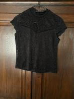 T-shirt noir dentelle, Manches courtes, Taille 36 (S), Enlèvement, Noir