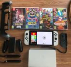 Nintendo switch OLED + 4 games + 1 joystick + houder, Comme neuf, Enlèvement ou Envoi, Switch OLED