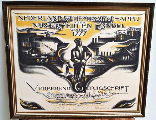 Art Deco getuigschrift NMNH, Antiek en Kunst, Curiosa en Brocante, Ophalen of Verzenden