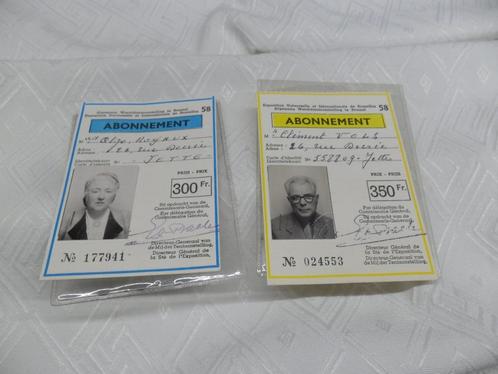 Vintage 2 abonnementen EXPO 58 staat als nieuw, Verzamelen, Retro, Overige typen, Ophalen of Verzenden