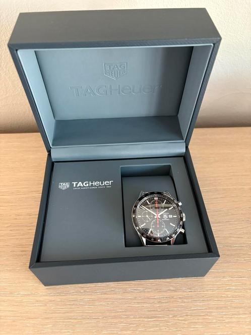Tag Heuer chrono met rode wijzer., Handtassen en Accessoires, Horloges | Heren, Gebruikt, Polshorloge, TAG Heuer, Staal, Ophalen of Verzenden