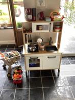 Houten speelgoedkeuken en winkelwagen, Ophalen, Zo goed als nieuw, Hout, Speelkeuken