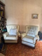 2 fauteuils en cuir blanc, Maison & Meubles, Fauteuils, Enlèvement, Utilisé