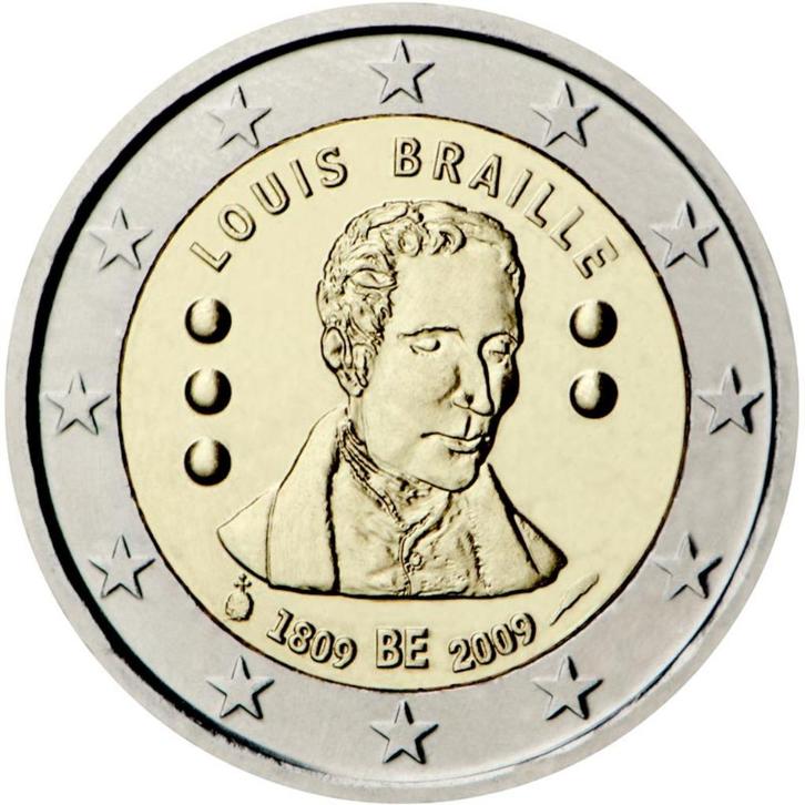 2 euro Belgie 2009 - Louis Braille (UNC), Postzegels en Munten, Munten | Europa | Euromunten, Losse munt, 2 euro, België, Ophalen of Verzenden