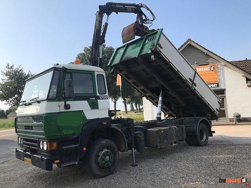 DAF 1700 Driezijdige kipper + Hiab 050 kraan / tipper, Auto's, Bestelwagens en Lichte vracht, Bedrijf, Cruise Control, Trekhaak