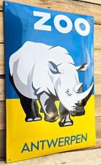 Zoo antwerpen neushoorn  dolfijn emaillen retro reclame bord, Ophalen of Verzenden, Zo goed als nieuw, Reclamebord