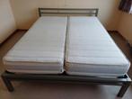 Tweepersoonsbed 160 x 200 + lattenbodems + matrassen, Huis en Inrichting, Slaapkamer | Bedden, Ophalen, Tweepersoons, 200 cm, Metaal