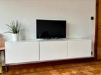 Witte kast met glazen blad, Ophalen, Gebruikt, 150 tot 200 cm, Minder dan 100 cm