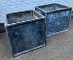 Set van 2 grote tuinbakken in loodlook, vorstbestendig, Ophalen, Kunststof, Minder dan 60 cm, Vierkant