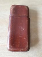Porte-cigares - cuir - marron - ancien - authentique - Bonne, Utilisé, Enlèvement ou Envoi