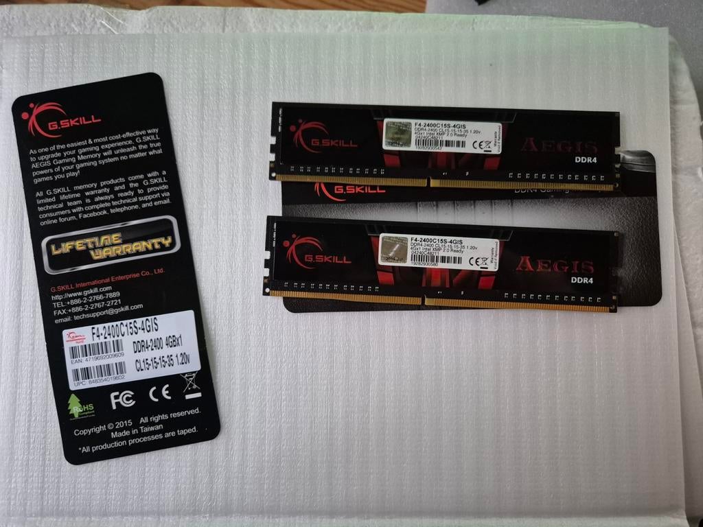 G. Skill Aegis 2x  4GB 2400Mhz DDR4 ram geheugen, Computers en Software, RAM geheugen, Desktop, DDR4, Ophalen of Verzenden