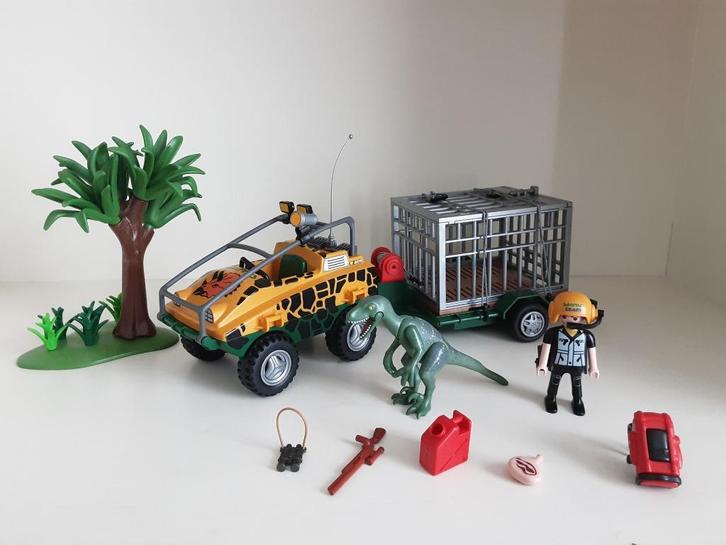 PLaymobil dinojager met auto - compleet, Kinderen en Baby's, Speelgoed | Playmobil, Zo goed als nieuw, Complete set, Ophalen of Verzenden