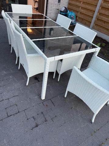 ruime tuintafel met 8 stoelen beschikbaar voor biedingen