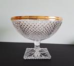 Kristallen zware schaal diamandmotief met vergulde rand, Antiek en Kunst, Ophalen of Verzenden