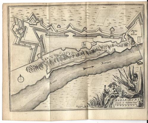 1720 - Givet / forifications de Charlemont, Antiek en Kunst, Kunst | Etsen en Gravures, Verzenden