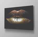 Gouden lippen kader in glas  120x80 cm, Huis en Inrichting, Ophalen of Verzenden, Zo goed als nieuw