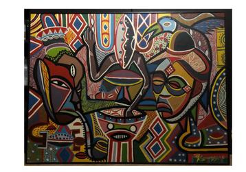 Peinture Congo Sylvestre Mangouandza beschikbaar voor biedingen