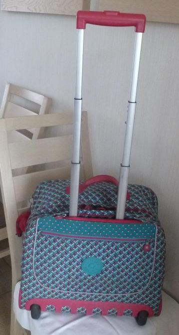 Kipling Trolley 2 wielen smaragdgroen fuchsia en wit + aap beschikbaar voor biedingen