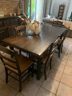 Complete eetkamer donker kleur, Ophalen, Zo goed als nieuw, 4 tot 6 stoelen