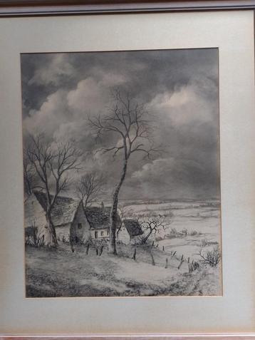 Gies Cosyns  1920 - 1997   Tekening  Landschap beschikbaar voor biedingen