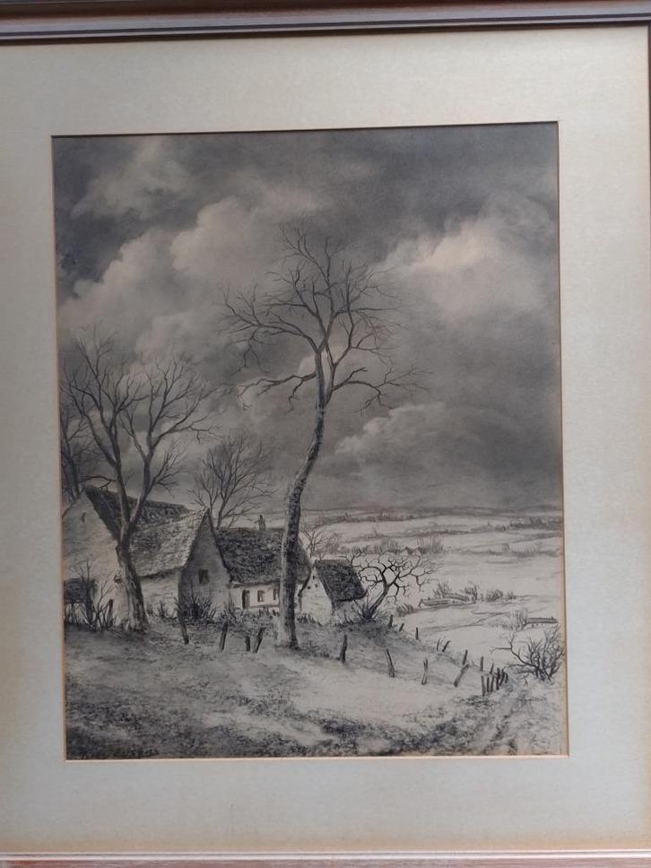 Gies Cosyns  1920 - 1997   Tekening  Landschap, Antiek en Kunst, Kunst | Tekeningen en Fotografie, Verzenden