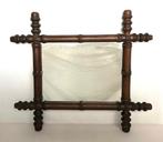 Antieke Houten Faux Bamboe Bambou Spiegel 43x38cm, Ophalen of Verzenden