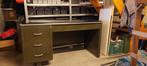 Vintage metalen bureau met vinyl top, Huis en Inrichting, Gebruikt, Ophalen of Verzenden, Bureau