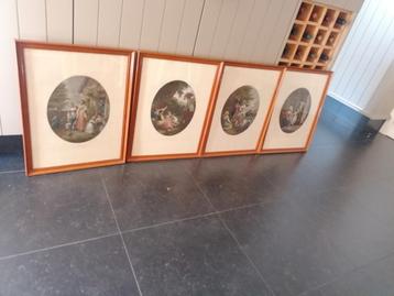 Set 4 Vintage prints 4 momenten van de dag.  beschikbaar voor biedingen