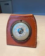 Antiek barometer in lederen houder - vintage Weerstation, Ophalen of Verzenden, Zo goed als nieuw, Weerstation