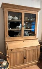 Secretair, vitrine kastin volle eik, Huis en Inrichting, Kasten | Secretaires, Ophalen, Zo goed als nieuw, Landelijk, modern klassiek