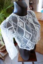 retro deels transparant fijn gedetailleerde blouse, Ophalen of Verzenden, Maat 36 (S), Gedragen, Wit