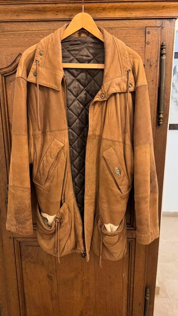 Veste cuir véritable doublée modèle 3/4 homme, Kleding | Heren, Jassen | Winter, Gedragen, Maat 52/54 (L), Bruin, Ophalen