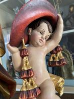 kardinaalsengel putto heilige figuur houten gesneden, 27 cm, Antiek en Kunst, Ophalen of Verzenden