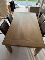 Eiken eettafel met verlengstuk en bijhorende stoelen., Huis en Inrichting, Ophalen, Zo goed als nieuw, Landelijk, 4 tot 6 stoelen