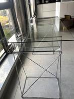 Trestle Leg Console Table / Desk With Two-Tiered Glass Top., Huis en Inrichting, Ophalen, Zo goed als nieuw, Bureau