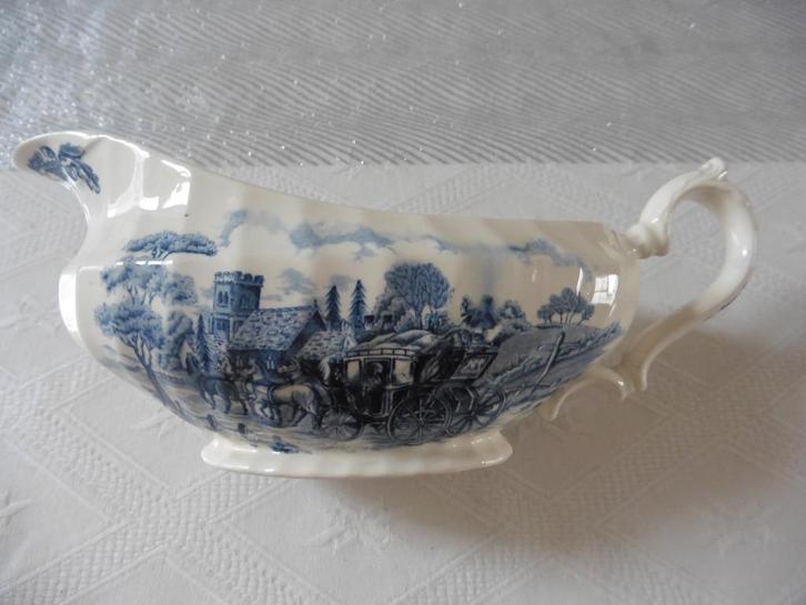 Engelse sauskom van wit aardewerk met blauwe decoratie, Antiek en Kunst, Antiek | Keramiek en Aardewerk, Ophalen