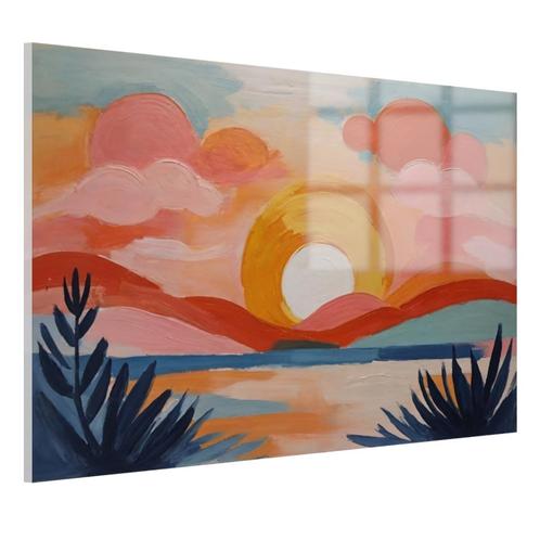 Coucher de soleil style Henri Matisse Peinture sur verre 105, Antiquités & Art, Art | Peinture | Abstraite, Envoi