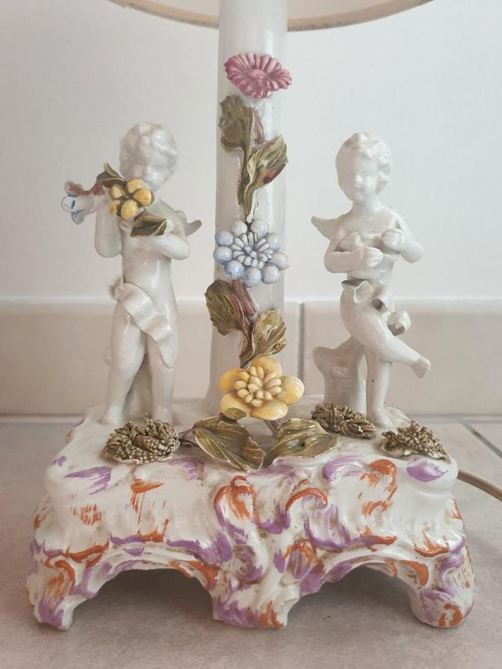 Vintage Tafellamp Porselein Bassano Engeltjes Bloemen, Antiek en Kunst, Antiek | Porselein, Ophalen