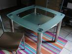 design tafel glasblad en chroom, Ophalen, Gebruikt, 50 tot 100 cm, Design glas en chroom