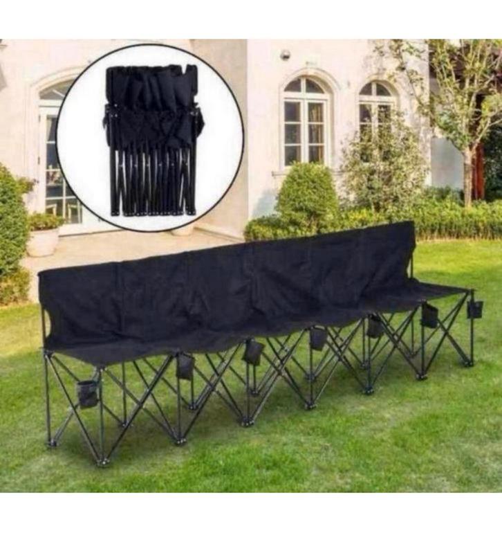 Outsunny 6-persoons zit bank INKLAPBAAR sport tuin feest set, Tuin en Terras, Tuinbanken, Nieuw, Metaal, Ophalen of Verzenden