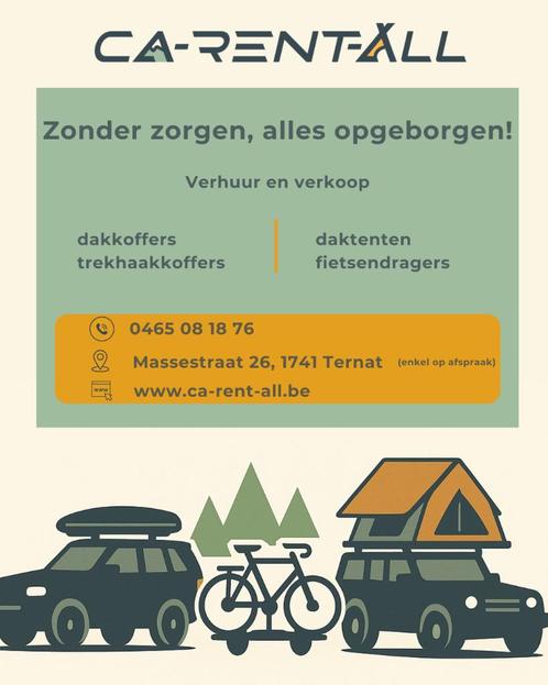 VERHUUR/ VERKOOP dakkoffers, daktenten, trekhaakkoffers, ..., Auto diversen, Dakkoffers, Nieuw, Ophalen