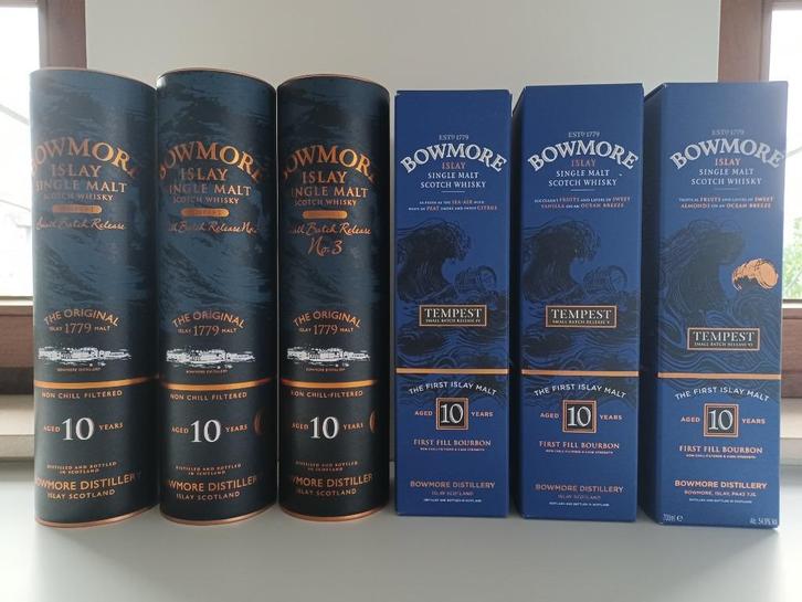 Whisky: Bowmore Tempest : 6 flessen (Complete serie), Verzamelen, Wijnen, Ophalen of Verzenden