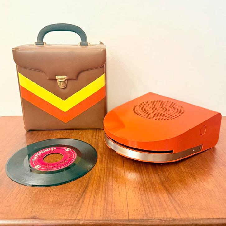 ZELDZAME PLATENSPELER MINERVA GA45-R SPACE AGE FLUO ORANGE, Audio, Tv en Foto, Platenspelers, Gebruikt, Platenspeler, Overige merken